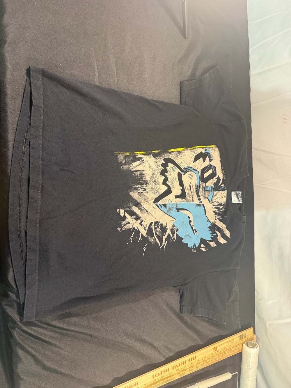 Fox Racing Black T-Shirt with Graphic Print, Size Large